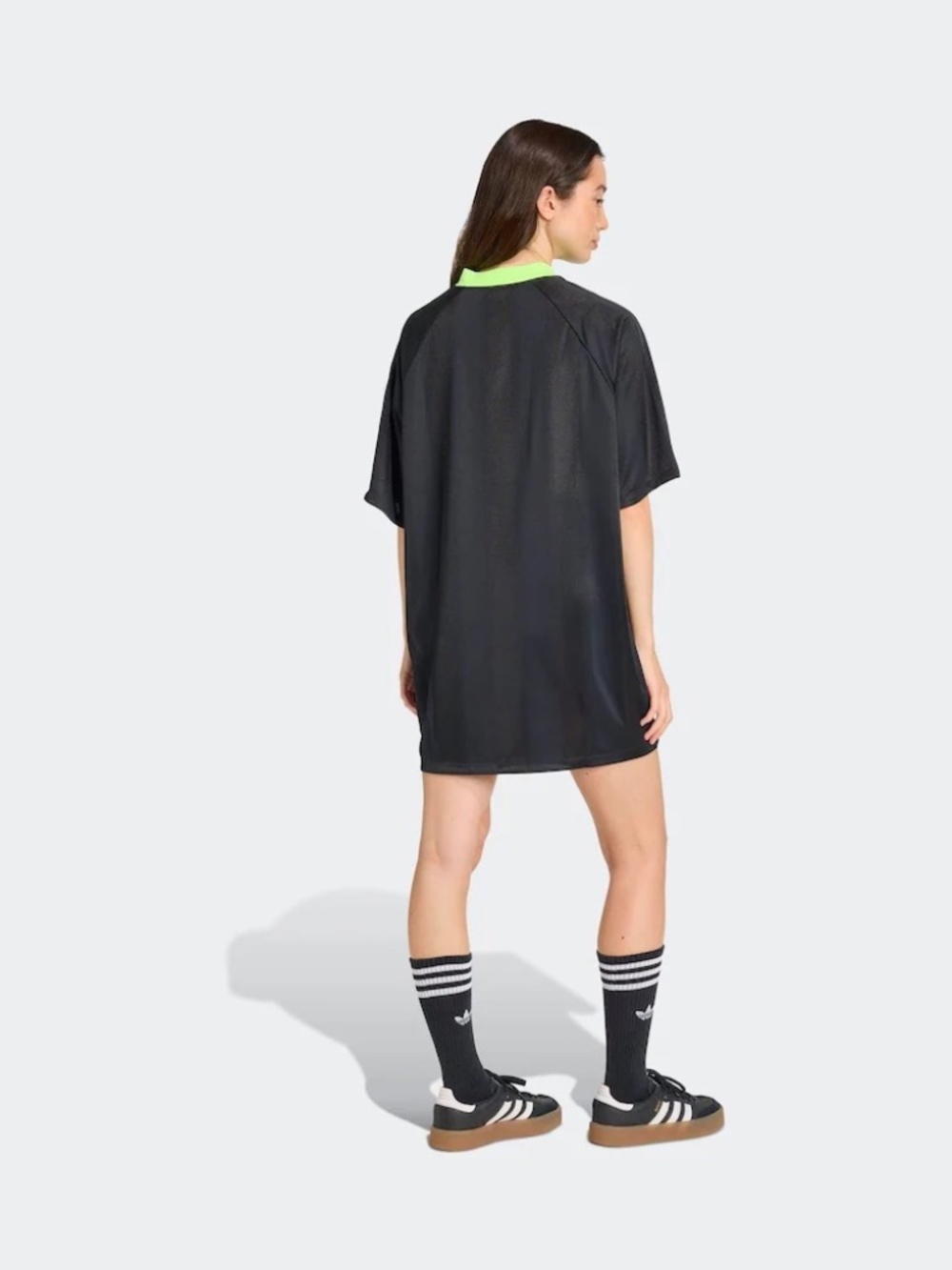 adidas Originals Large Soccer Jacquard Oversize Mini Dress Black Green KB8152 - Picture 3 of 11
